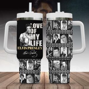 Elvis Presley Pattern Tumbler 40Oz Handle For Fans