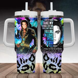 Elvis Presley x Crochet Music Tumbler 40Oz Handle For Fans