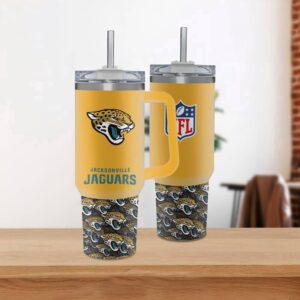 Jacksonville Jaguars Team Logo Tumbler 40OZ With Handle For Fans