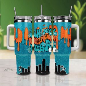 Miami Dolphins Stainless Steel Tumbler 40Oz With Handle