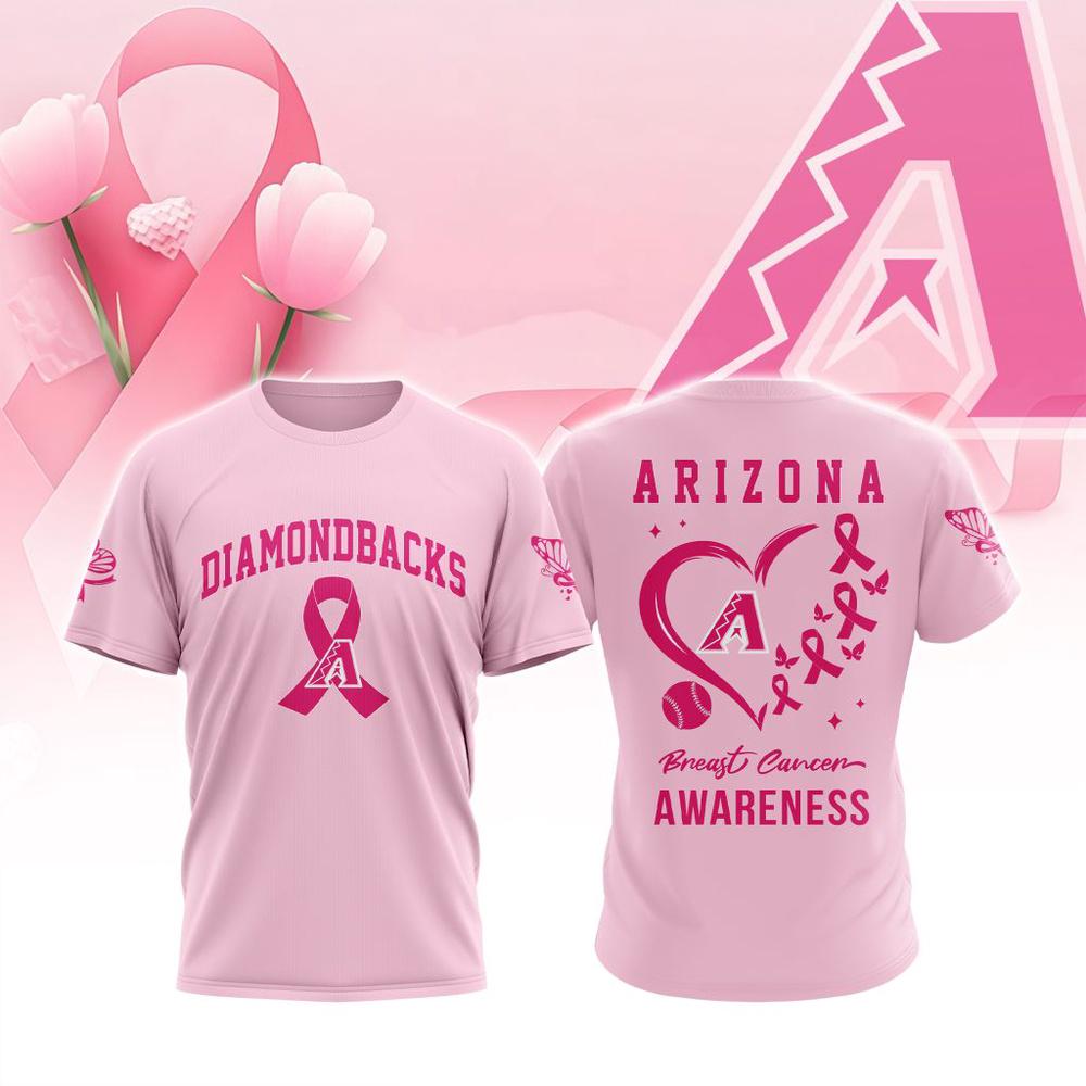 MLB Arizona Diamondbacks Special Pink Breast Cancer Awareness 3D T-Shirt MLB Arizona Diamondbacks Special Pink Breast Cancer Awareness 3D T-Shirt