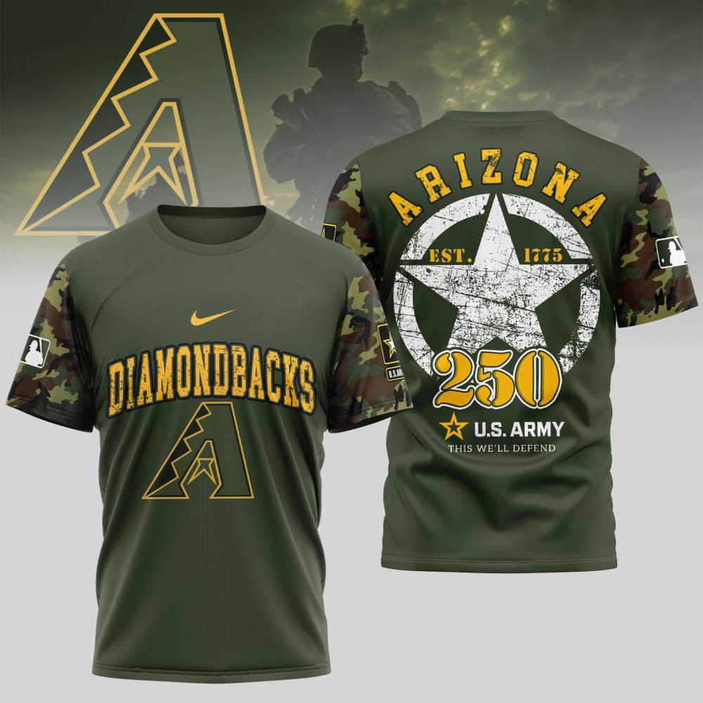 MLB Arizona Diamondbacks Special U.S. Army 250th Birthday 3D T-Shirt MLB Arizona Diamondbacks Special U.S. Army 250th Birthday 3D T-Shirt