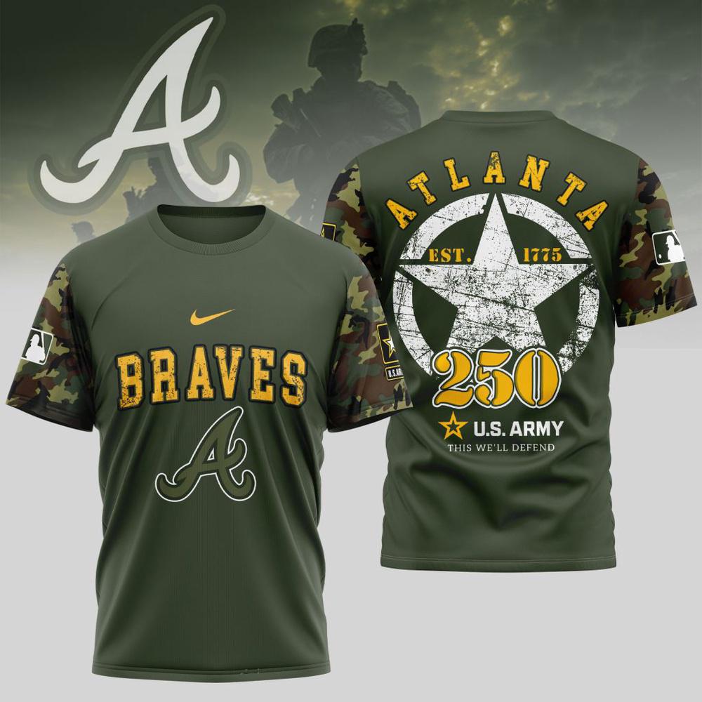 MLB Atlanta Braves Special U.S. Army 250th Birthday 3D T-Shirt MLB Atlanta Braves Special U.S. Army 250th Birthday 3D T-Shirt