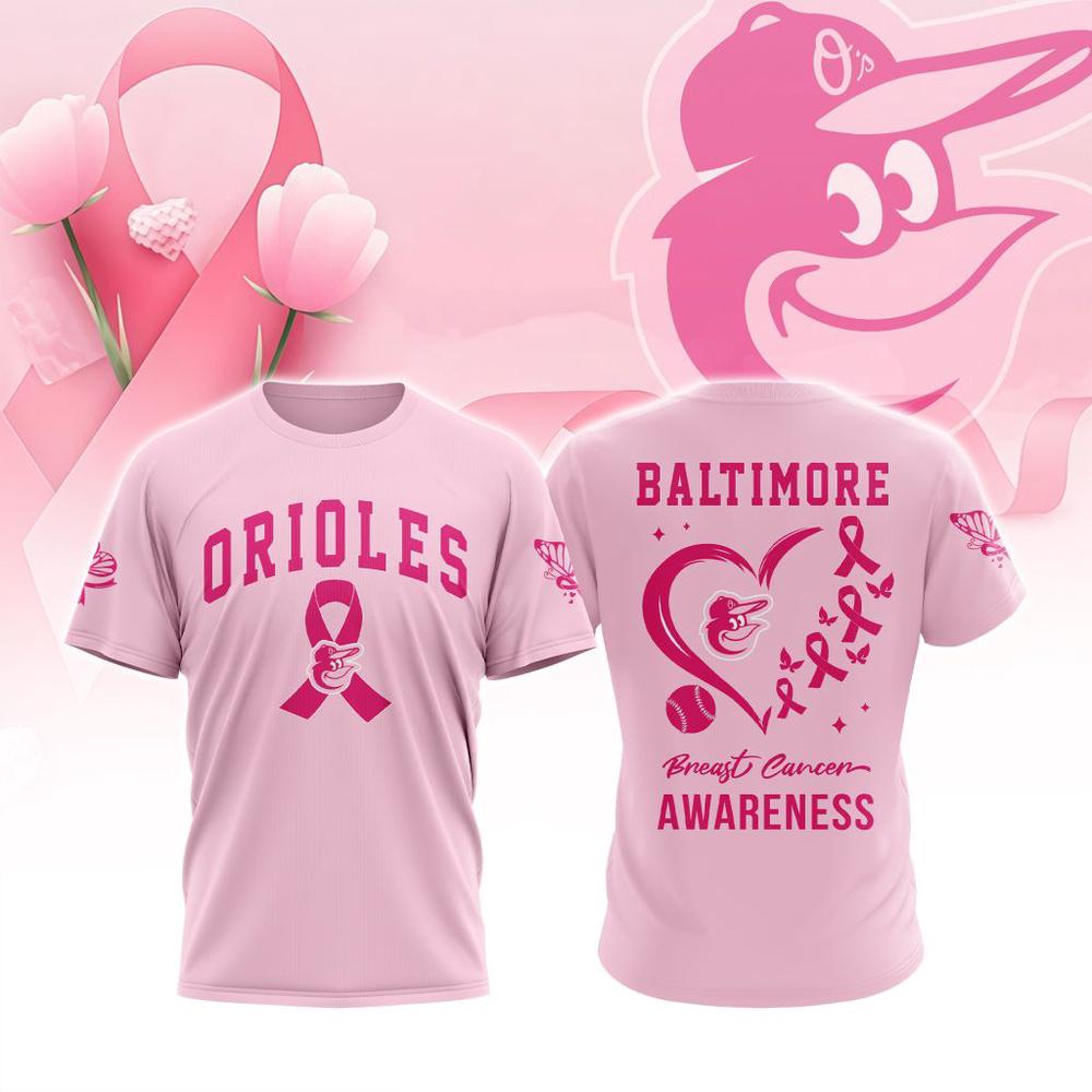 MLB Baltimore Orioles Special Pink Breast Cancer Awareness 3D T-Shirt MLB Baltimore Orioles Special Pink Breast Cancer Awareness 3D T-Shirt