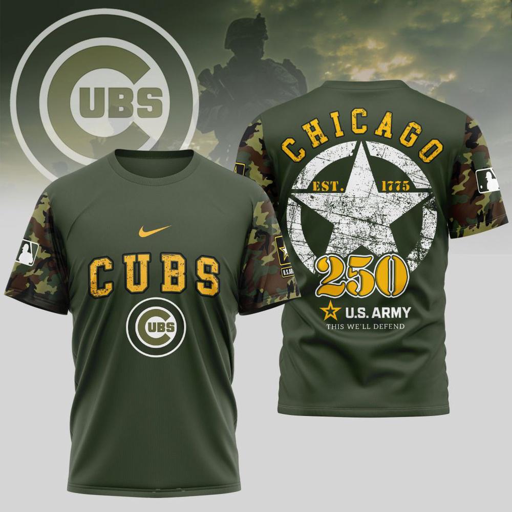 MLB Chicago Cubs Special U.S. Army 250th Birthday 3D T-Shirt MLB Chicago Cubs Special U.S. Army 250th Birthday 3D T-Shirt