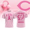 MLB Cincinnati Reds Special Pink Breast Cancer Awareness 3D T-Shirt