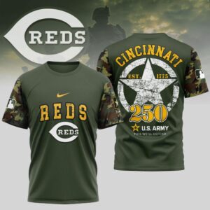 MLB Cincinnati Reds Special U.S. Army 250th Birthday 3D T-Shirt