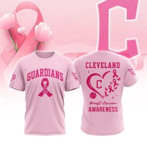 MLB Cleveland Guardians Special Pink Breast Cancer Awareness 3D T-Shirt
