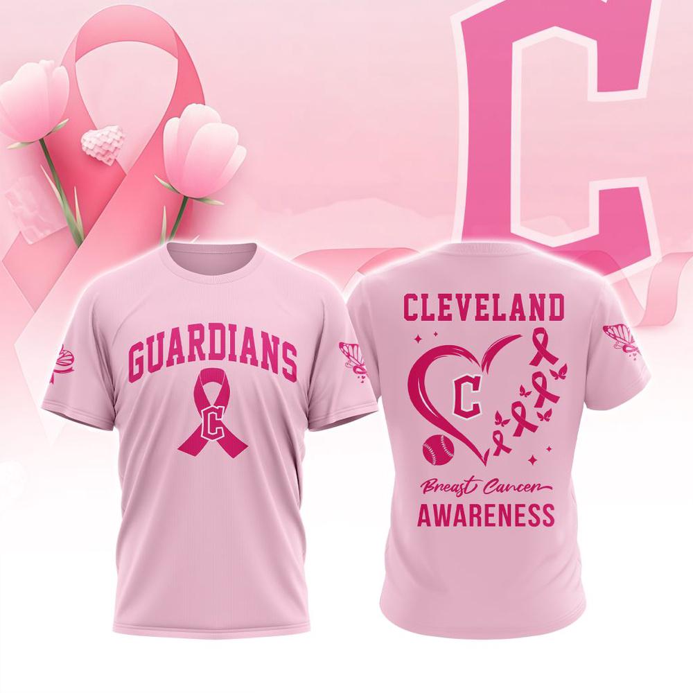 MLB Cleveland Guardians Special Pink Breast Cancer Awareness 3D T-Shirt MLB Cleveland Guardians Special Pink Breast Cancer Awareness 3D T-Shirt