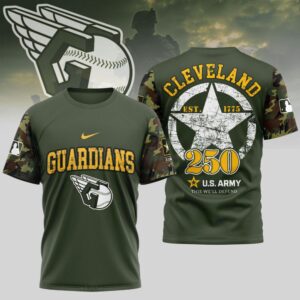 MLB Cleveland Guardians Special U.S. Army 250th Birthday 3D T-Shirt