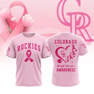 MLB Colorado Rockies Special Pink Breast Cancer Awareness 3D T-Shirt