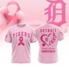 MLB Detroit Tigers Special Pink Breast Cancer Awareness 3D T-Shirt