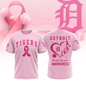MLB Detroit Tigers Special Pink Breast Cancer Awareness 3D T-Shirt