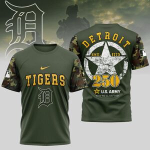 MLB Detroit Tigers Special U.S. Army 250th Birthday 3D T-Shirt