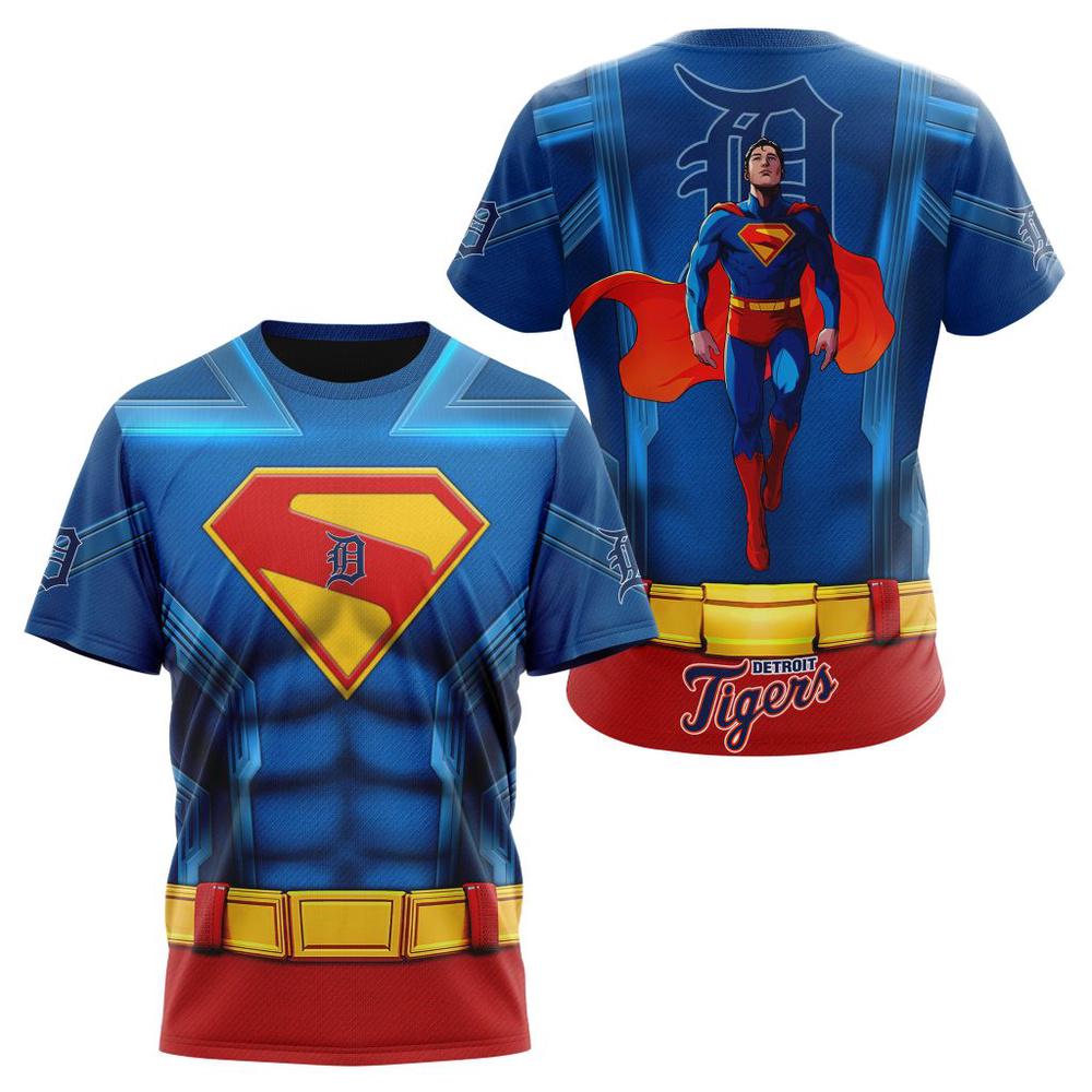 MLB Detroit Tigers X Superman 3D T-Shirt MLB Detroit Tigers X Superman 3D T-Shirt