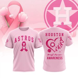 MLB Houston Astros Special Pink Breast Cancer Awareness 3D T-Shirt