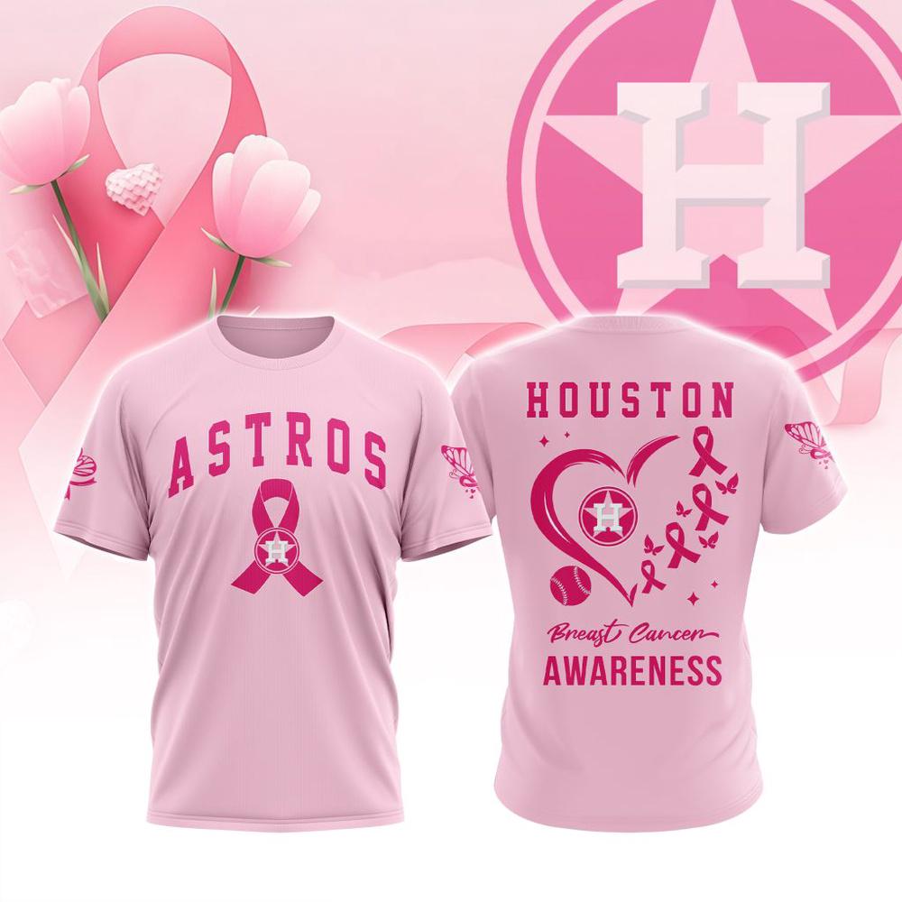 MLB Houston Astros Special Pink Breast Cancer Awareness 3D T-Shirt MLB Houston Astros Special Pink Breast Cancer Awareness 3D T-Shirt