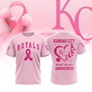 MLB Kansas City Royals Special Pink Breast Cancer Awareness 3D T-Shirt