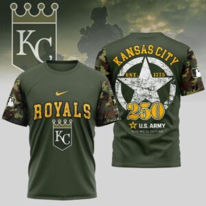 MLB Kansas City Royals Special U.S. Army 250th Birthday 3D T-Shirt