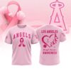 MLB Los Angeles Angels Special Pink Breast Cancer Awareness 3D T-Shirt