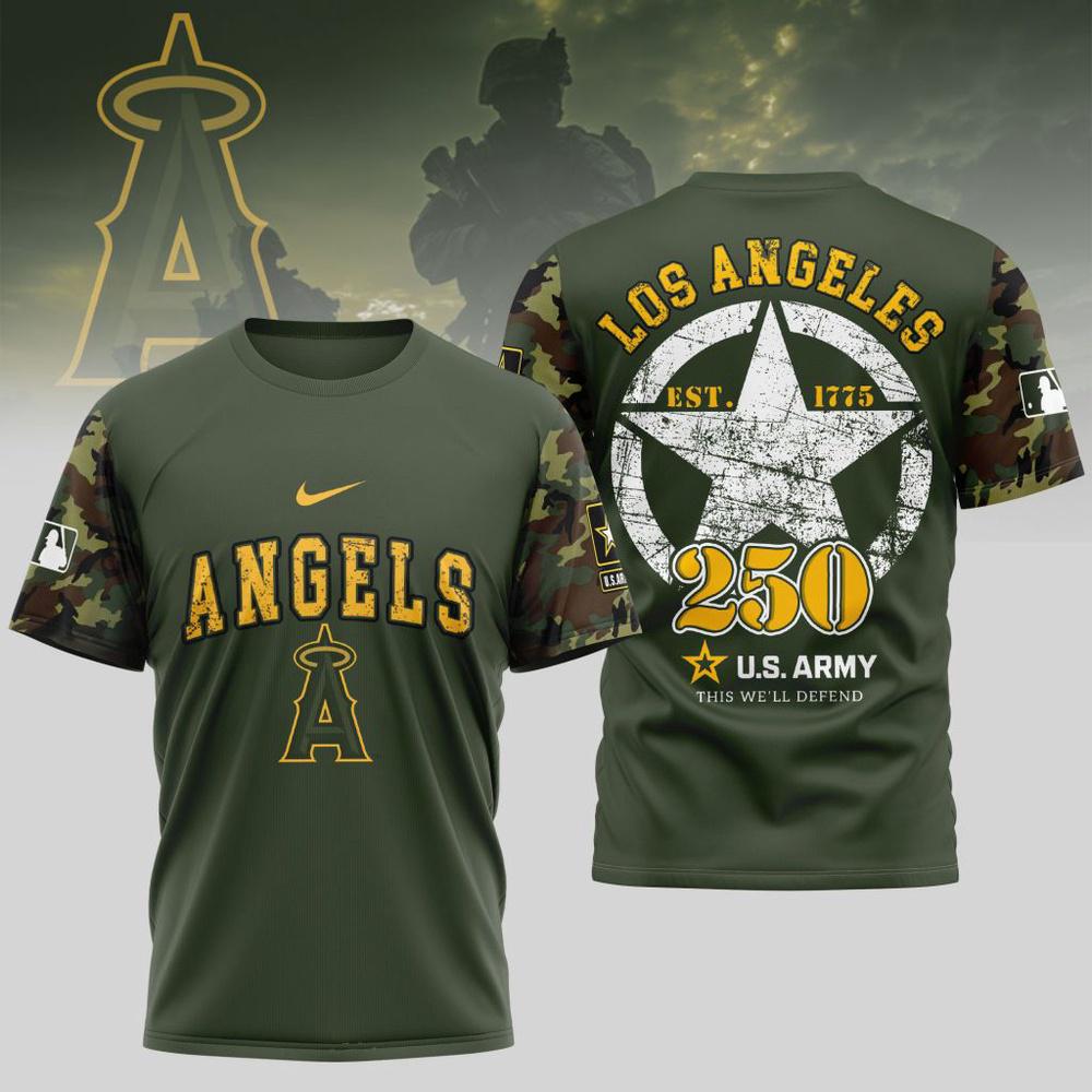 MLB Los Angeles Angels Special U.S. Army 250th Birthday 3D T-Shirt MLB Los Angeles Angels Special U.S. Army 250th Birthday 3D T-Shirt