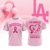 MLB Los Angeles Dodgers Special Pink Breast Cancer Awareness 3D T-Shirt