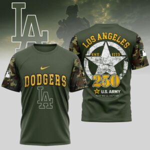 MLB Los Angeles Dodgers Special U.S. Army 250th Birthday 3D T-Shirt