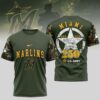 MLB Miami Marlins Special U.S. Army 250th Birthday 3D T-Shirt