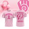MLB Milwaukee Brewers Special Pink Breast Cancer Awareness 3D T-Shirt