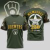 MLB Milwaukee Brewers Special U.S. Army 250th Birthday 3D T-Shirt