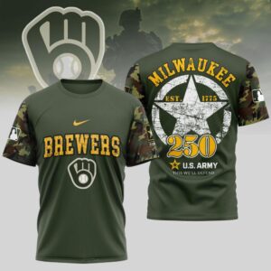 MLB Milwaukee Brewers Special U.S. Army 250th Birthday 3D T-Shirt