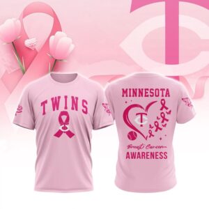 MLB Minnesota Twins Special Pink Breast Cancer Awareness 3D T-Shirt