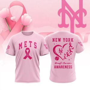 MLB New York Mets Special Pink Breast Cancer Awareness 3D T-Shirt