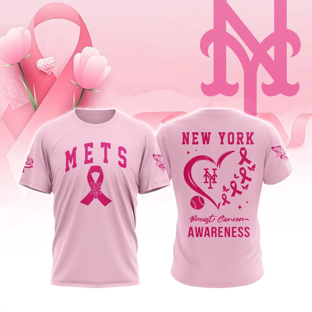 MLB New York Mets Special Pink Breast Cancer Awareness 3D T-Shirt MLB New York Mets Special Pink Breast Cancer Awareness 3D T-Shirt