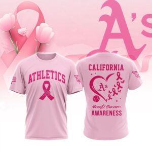MLB Oakland Athletics Special Pink Breast Cancer Awareness 3D T-Shirt