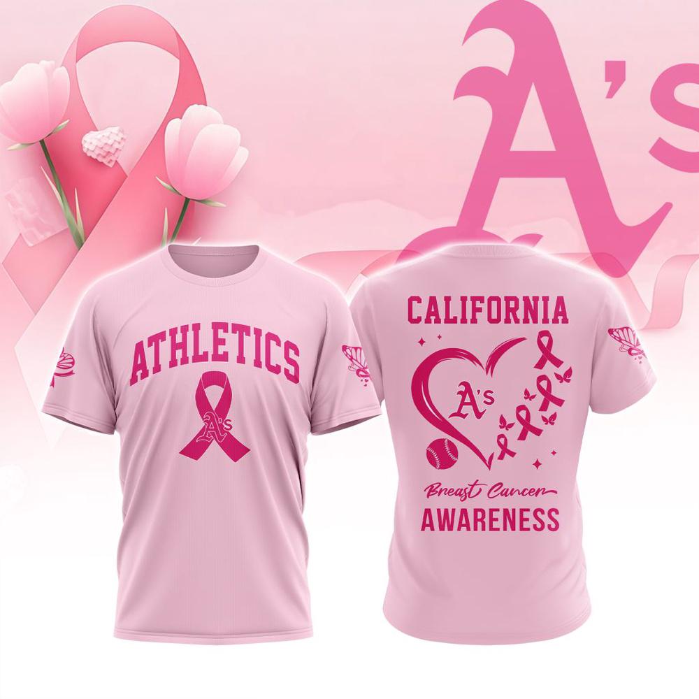 MLB Oakland Athletics Special Pink Breast Cancer Awareness 3D T-Shirt MLB Oakland Athletics Special Pink Breast Cancer Awareness 3D T-Shirt