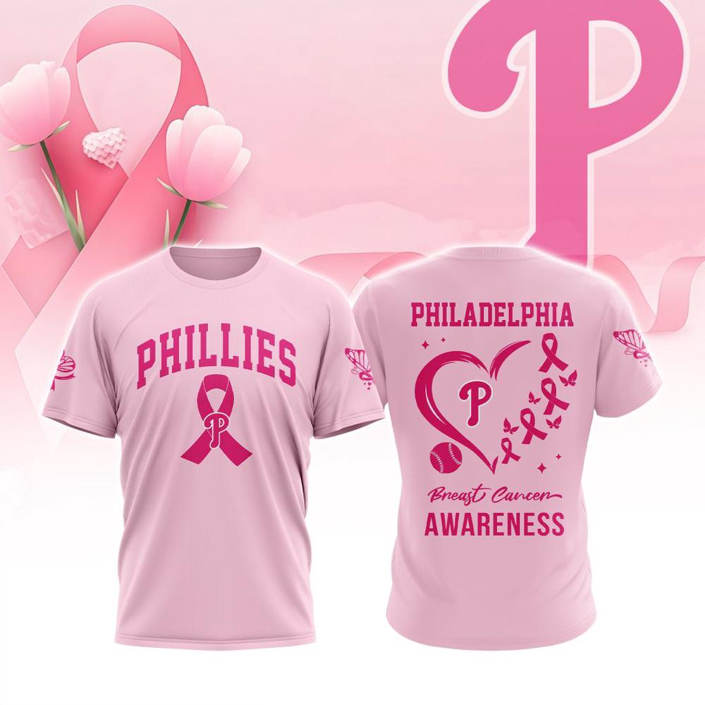 MLB Philadelphia Phillies Special Pink Breast Cancer Awareness 3D T-Shirt MLB Philadelphia Phillies Special Pink Breast Cancer Awareness 3D T-Shirt