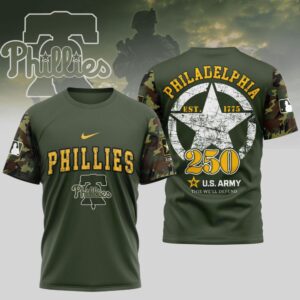 MLB Philadelphia Phillies Special U.S. Army 250th Birthday 3D T-Shirt