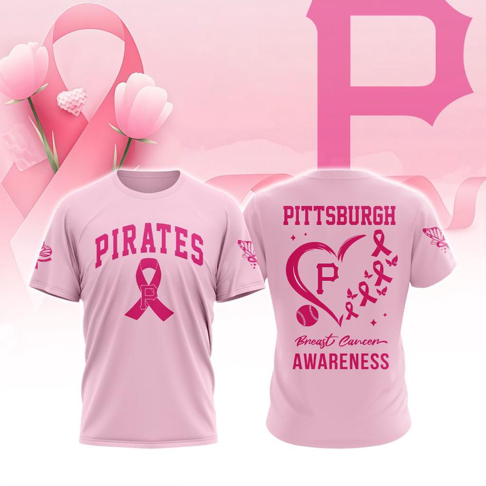 MLB Pittsburgh Pirates Special Pink Breast Cancer Awareness 3D T-Shirt MLB Pittsburgh Pirates Special Pink Breast Cancer Awareness 3D T-Shirt