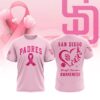 MLB San Diego Padres Special Pink Breast Cancer Awareness 3D T-Shirt