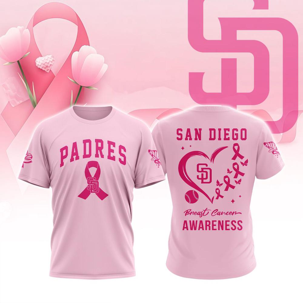 MLB San Diego Padres Special Pink Breast Cancer Awareness 3D T-Shirt MLB San Diego Padres Special Pink Breast Cancer Awareness 3D T-Shirt