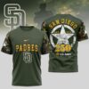 MLB San Diego Padres Special U.S. Army 250th Birthday 3D T-Shirt