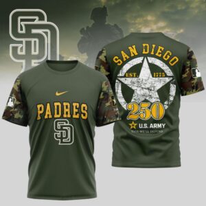 MLB San Diego Padres Special U.S. Army 250th Birthday 3D T-Shirt