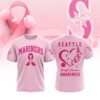 MLB Seattle Mariners Special Pink Breast Cancer Awareness 3D T-Shirt