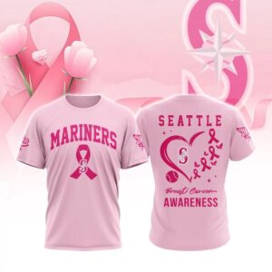 MLB Seattle Mariners Special Pink Breast Cancer Awareness 3D T-Shirt