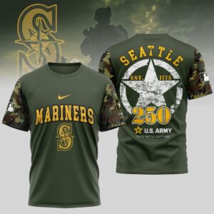 MLB Seattle Mariners Special U.S. Army 250th Birthday 3D T-Shirt