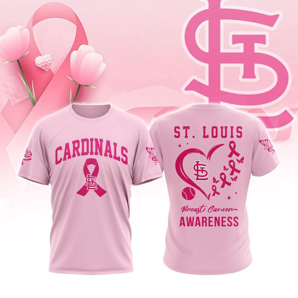 MLB St. Louis Cardinals Special Pink Breast Cancer Awareness 3D T-Shirt MLB St. Louis Cardinals Special Pink Breast Cancer Awareness 3D T-Shirt