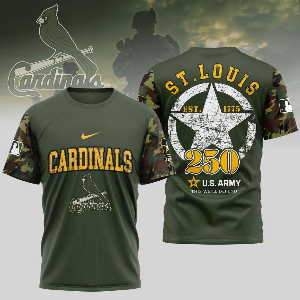 MLB St. Louis Cardinals Special U.S. Army 250th Birthday 3D T-Shirt MLB St. Louis Cardinals Special U.S. Army 250th Birthday 3D T-Shirt