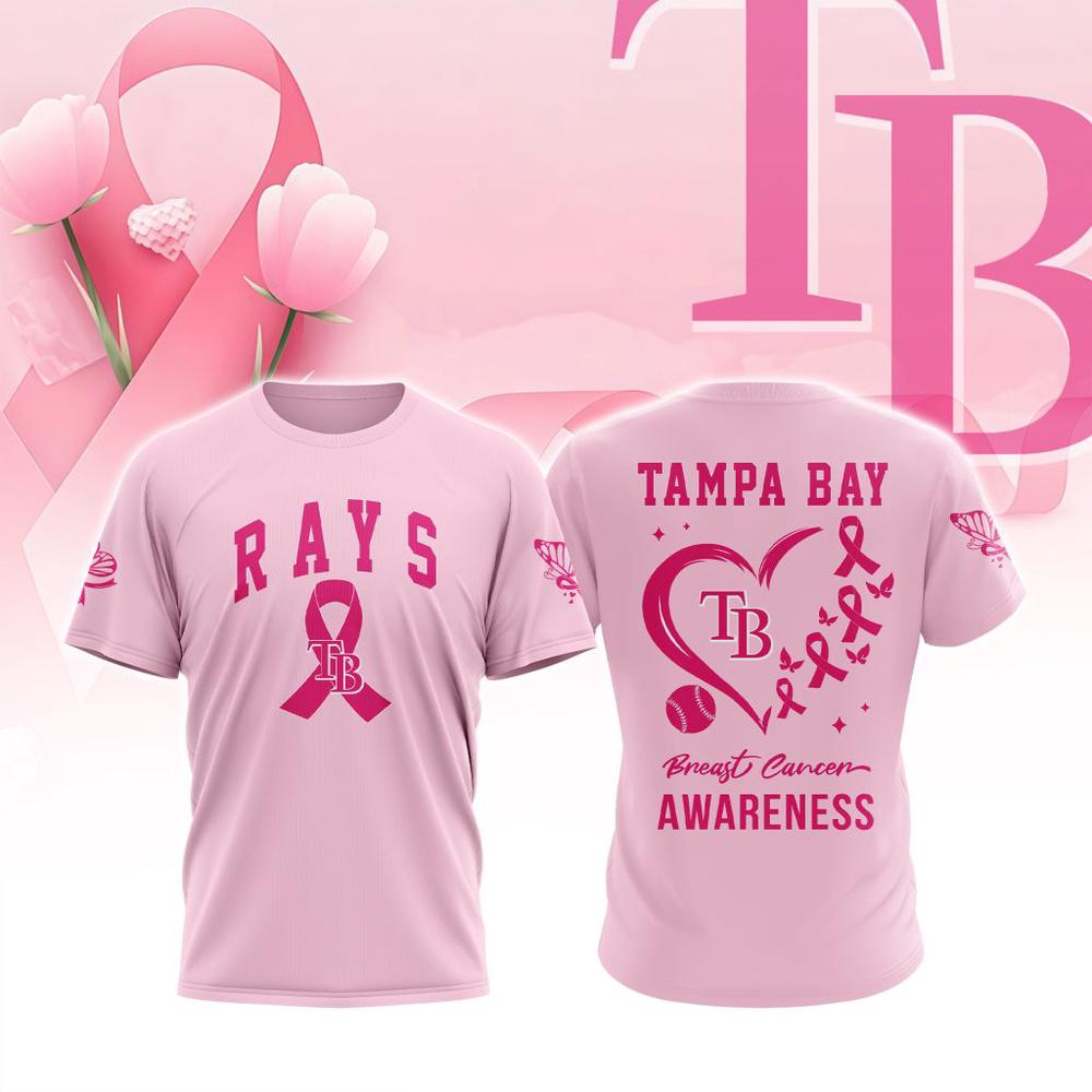 MLB Tampa Bay Rays Special Pink Breast Cancer Awareness 3D T-Shirt MLB Tampa Bay Rays Special Pink Breast Cancer Awareness 3D T-Shirt