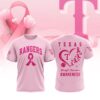 MLB Texas Rangers Special Pink Breast Cancer Awareness 3D T-Shirt
